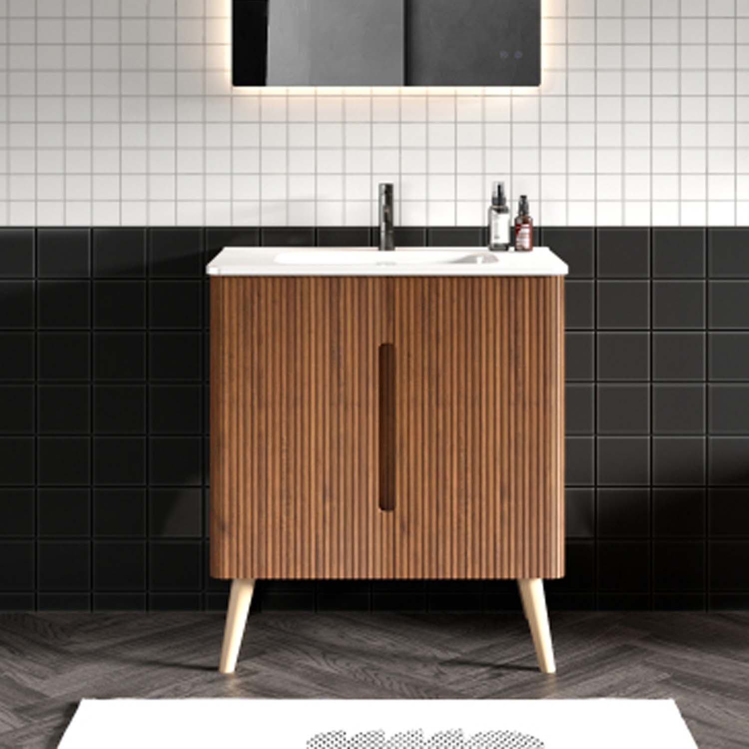etna 30" walnut bathroom vanity with sink