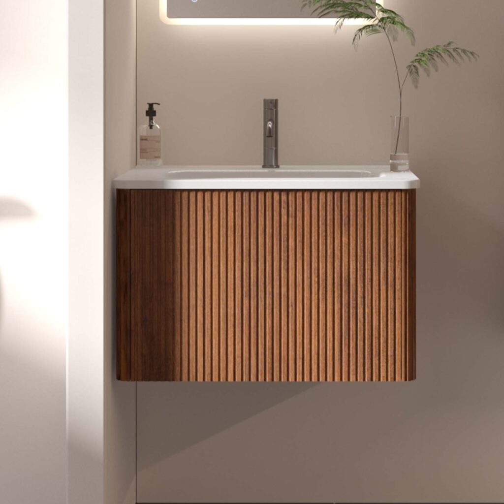 etna 24" walnut bathroom vanity with sink
