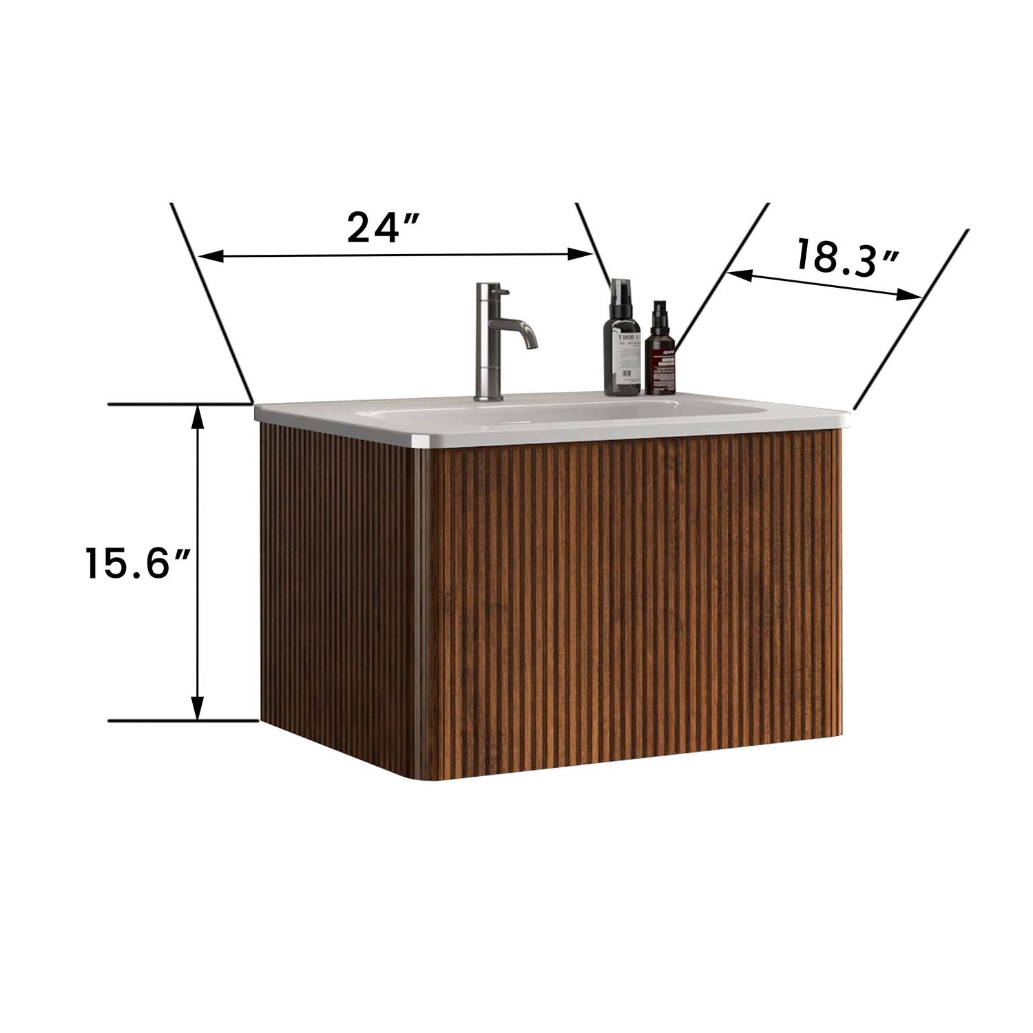 etna 24" walnut bathroom vanity with sink