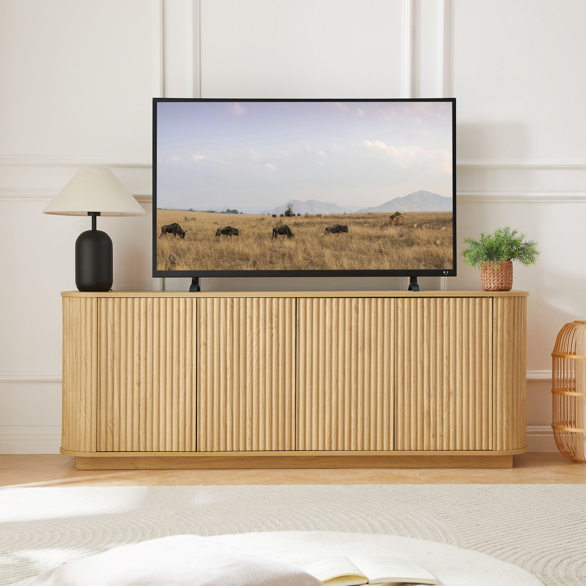 natural sideboard storage cabinet tv stand