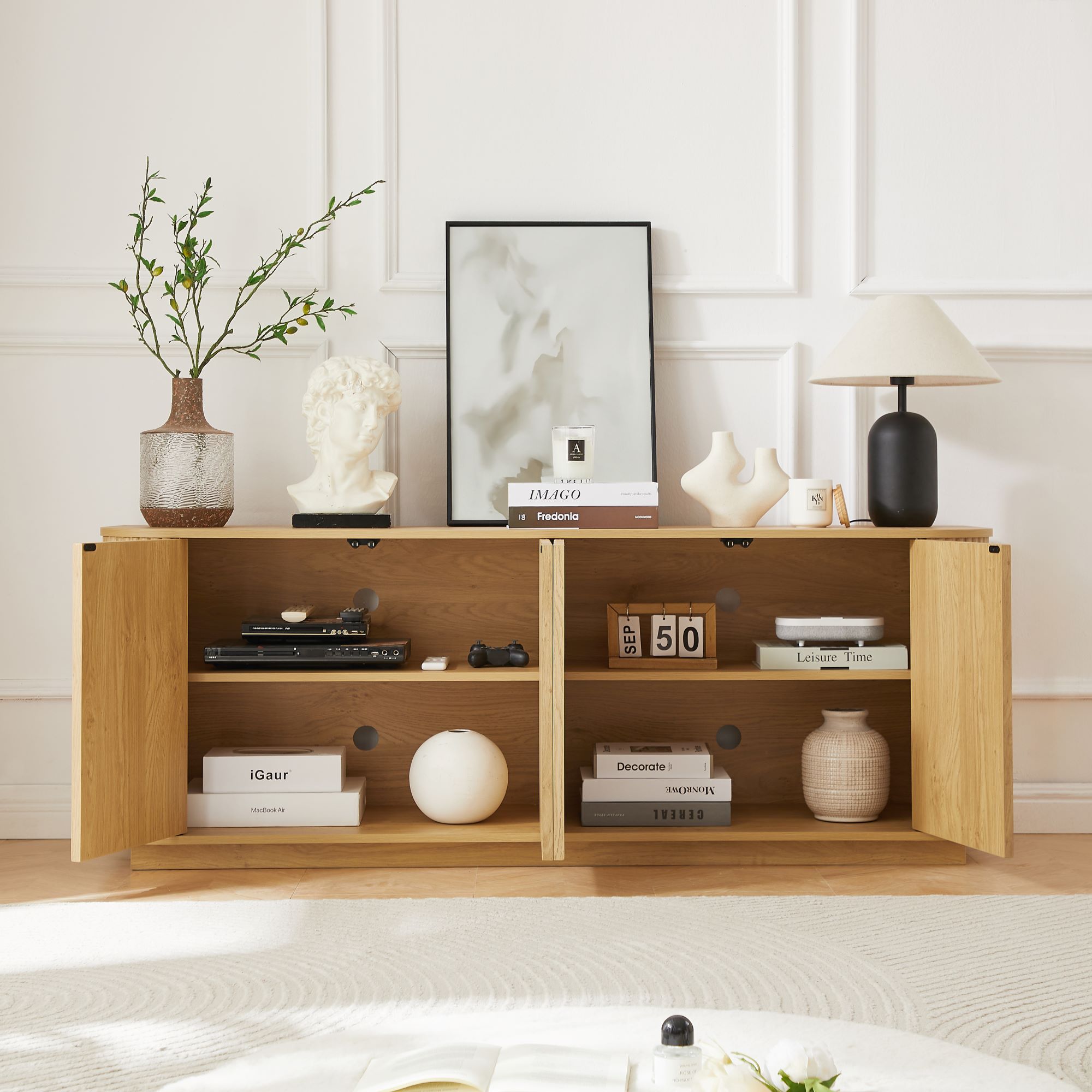 natural sideboard storage cabinet tv stand