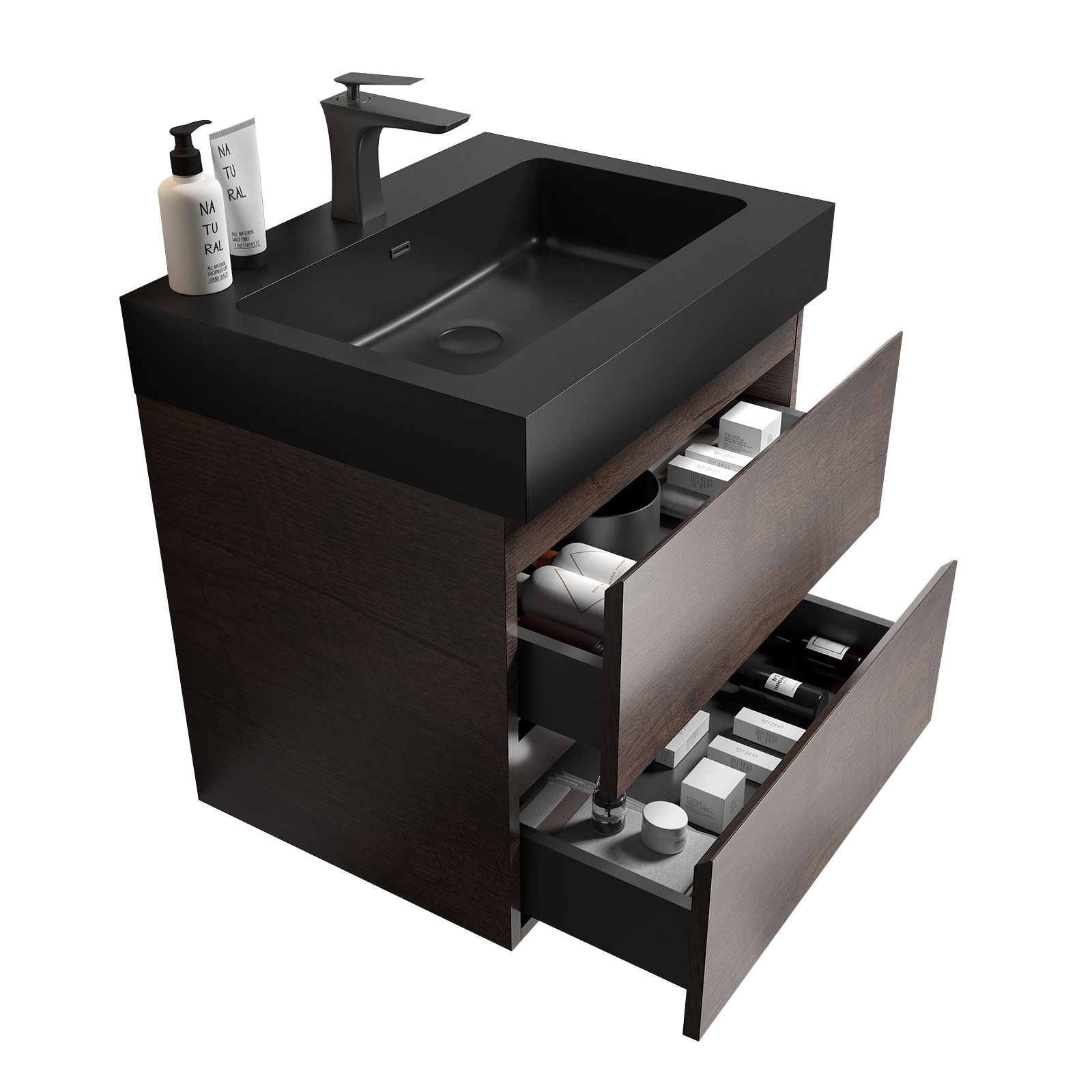 alice 24" walnut bathroom vanity with sink