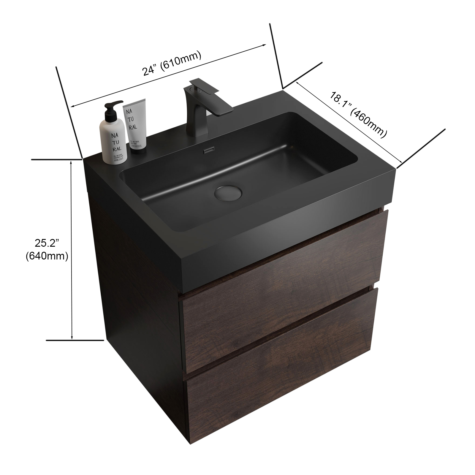 alice 24" walnut bathroom vanity with sink