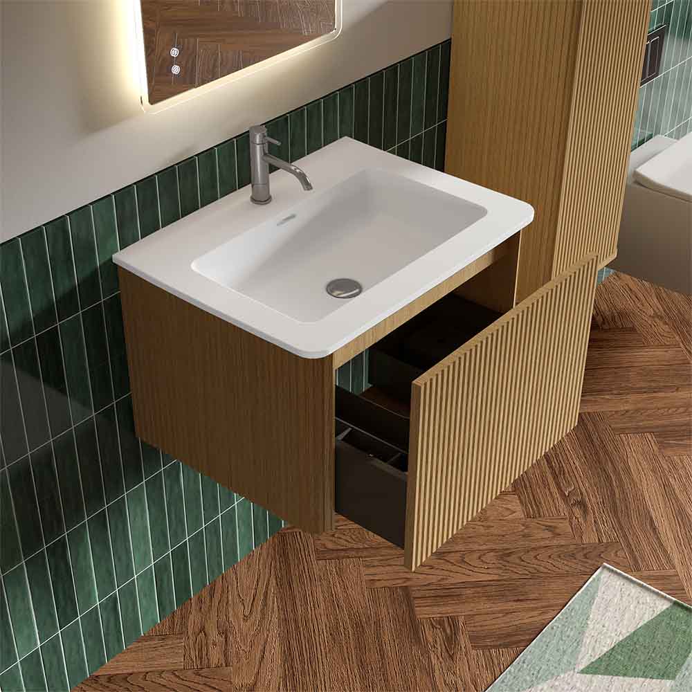 etna 36" oak bathroom vanity with white sink