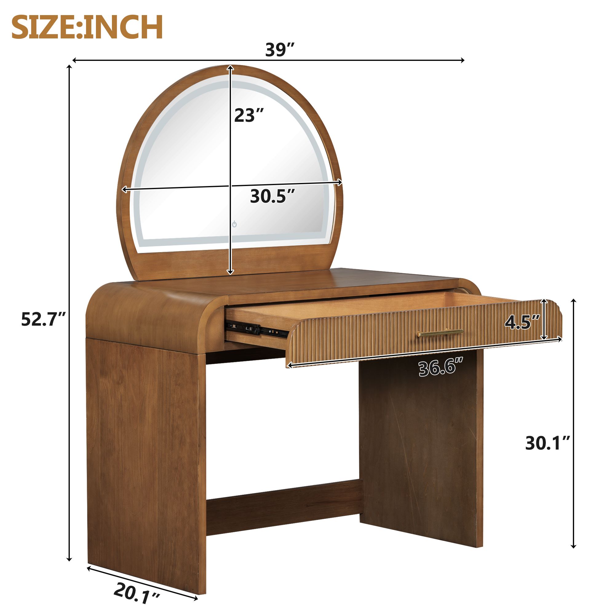 dresser with touch screen lighted mirror
