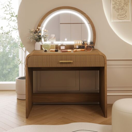 dresser with touch screen lighted mirror
