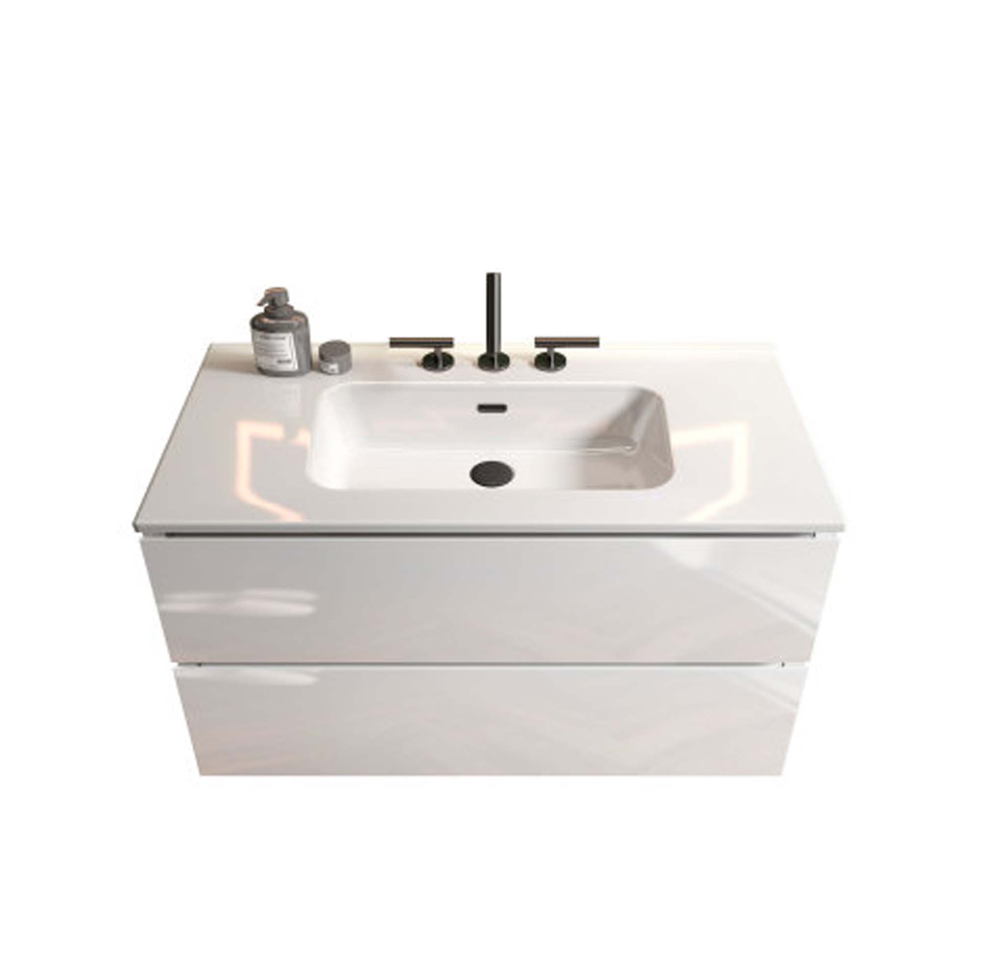 tia 36" white glossy bathroom vanity with sink