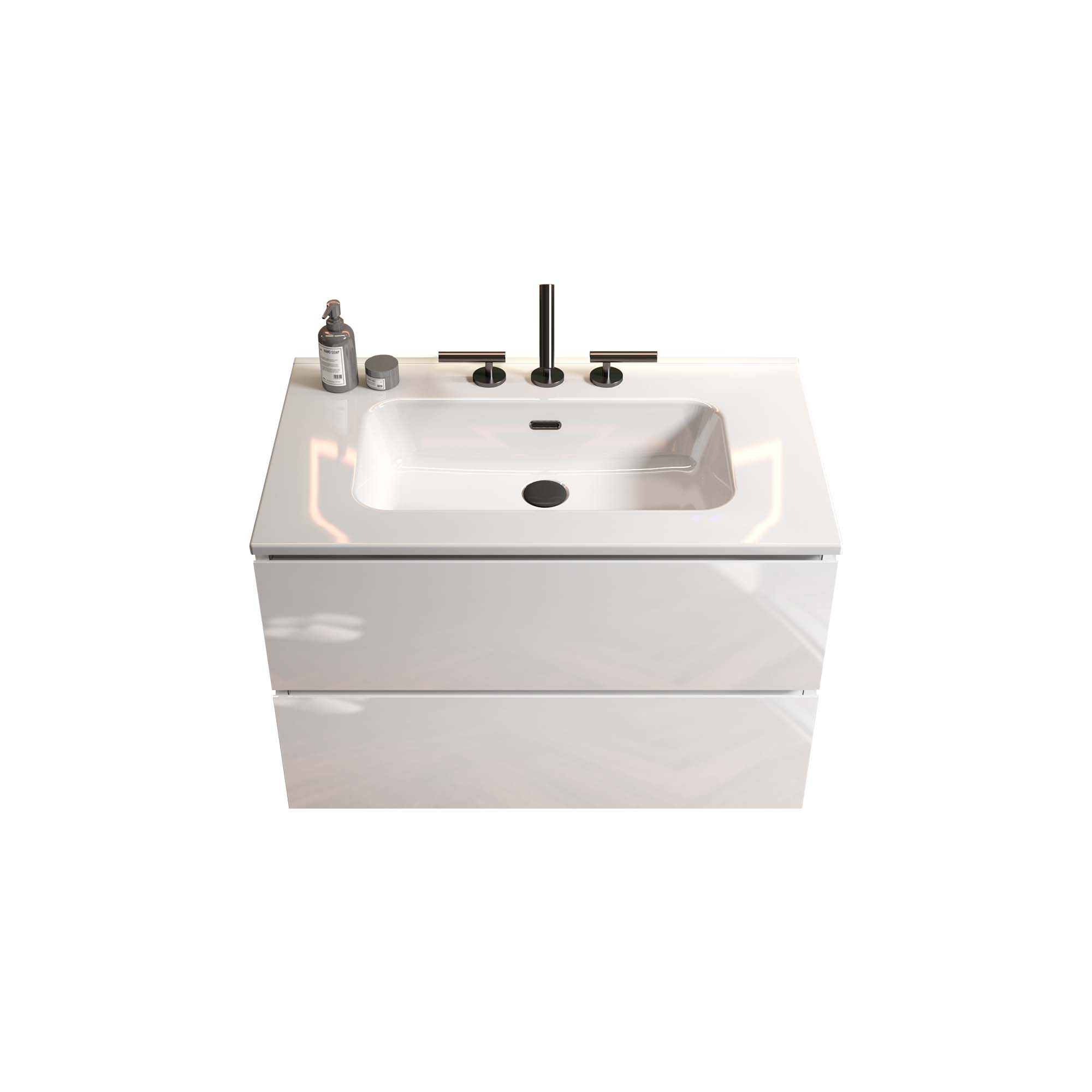 tia 30" white glossy bathroom vanity with sink