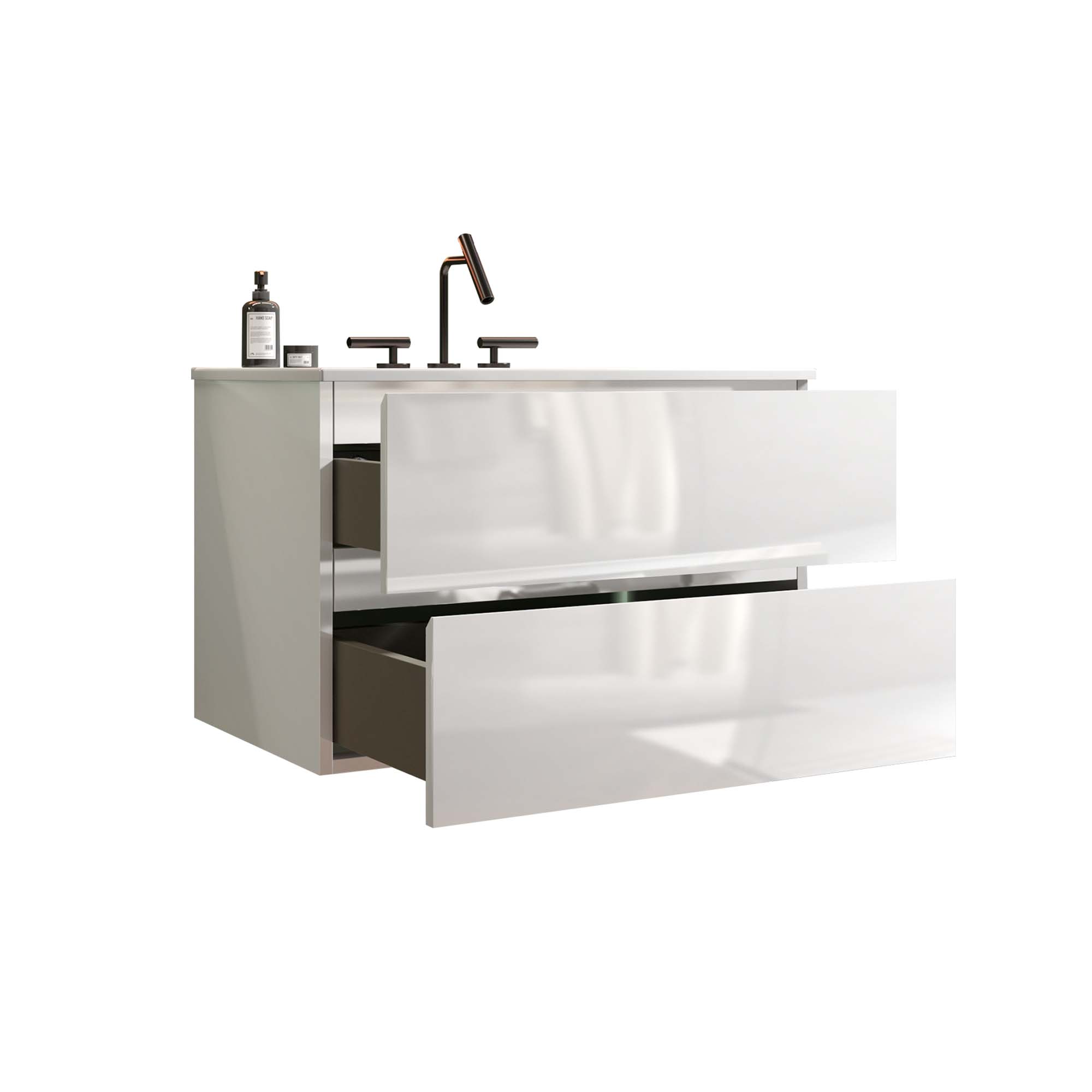 tia 30" white glossy bathroom vanity with sink