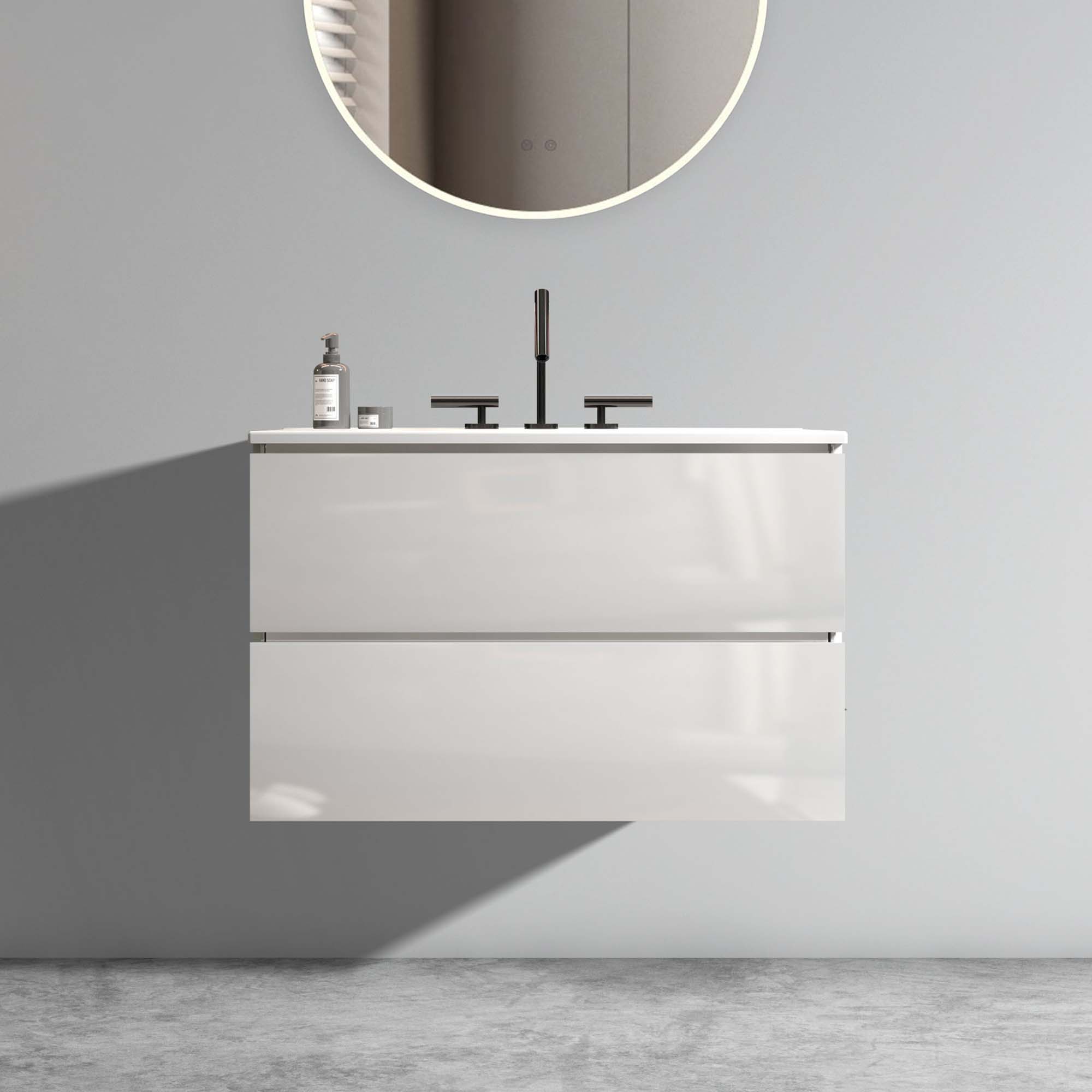 tia 30" white glossy bathroom vanity with sink