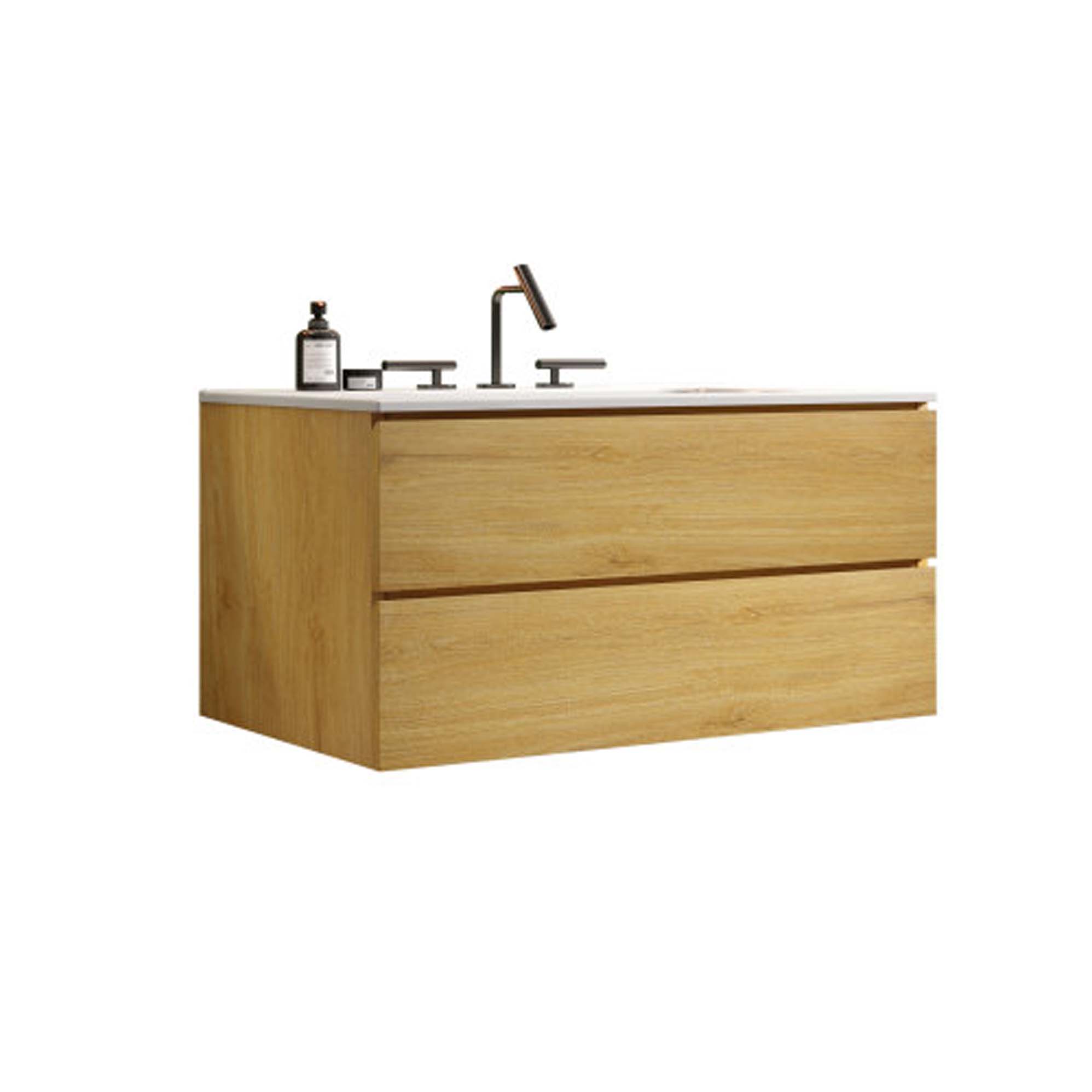 tia 36" natural oak bathroom vanity with sink