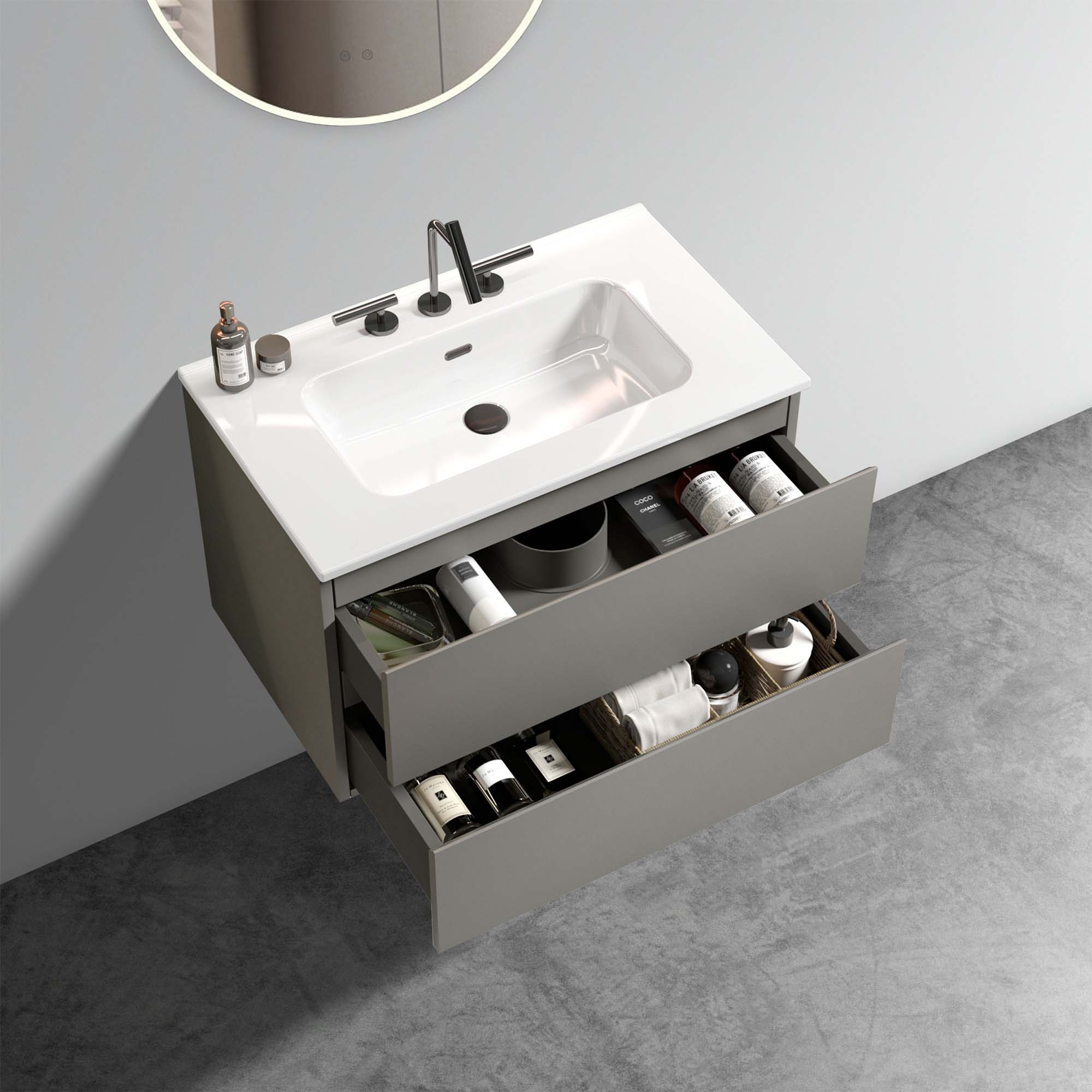 tia 30" space grey bathroom vanity with sink