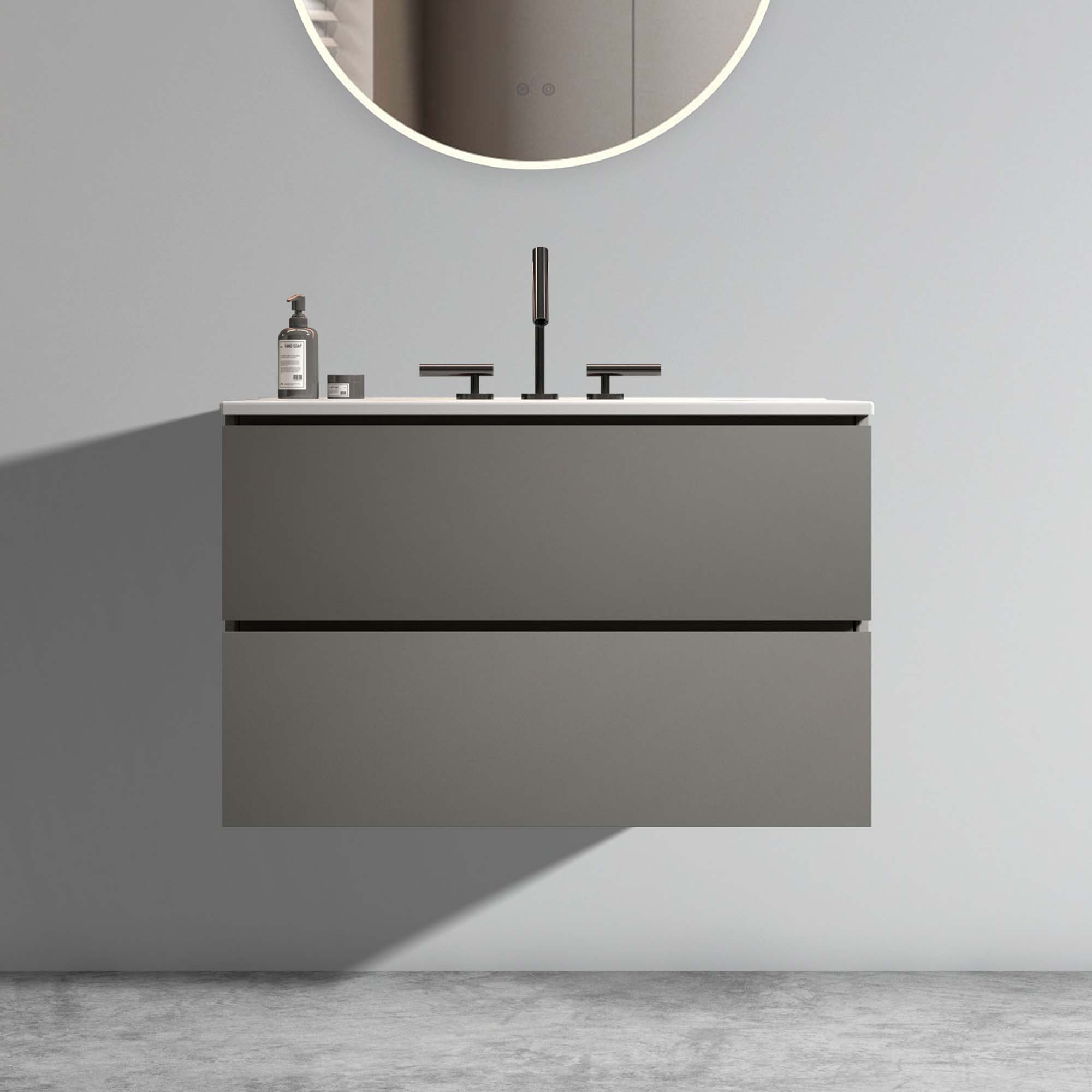 tia 30" space grey bathroom vanity with sink