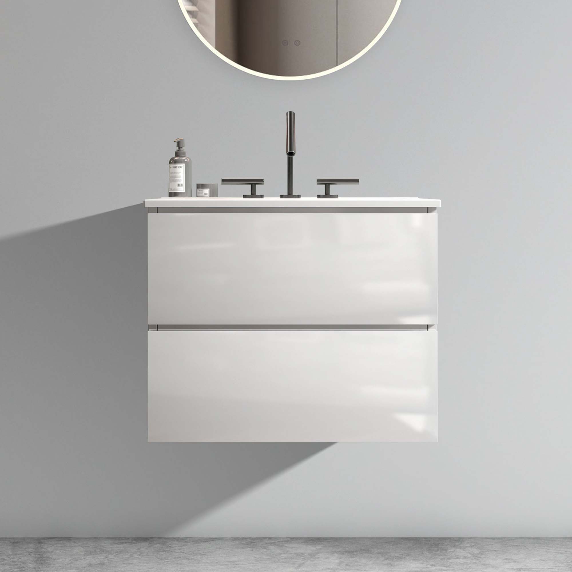 tia 24" white glossy bathroom vanity with sink