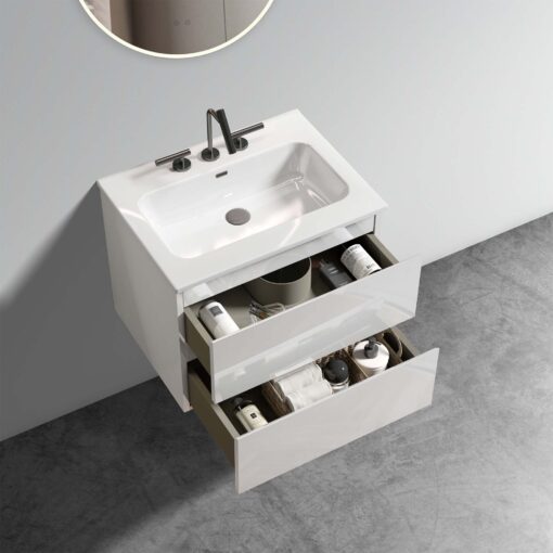 tia 24" white glossy bathroom vanity with sink