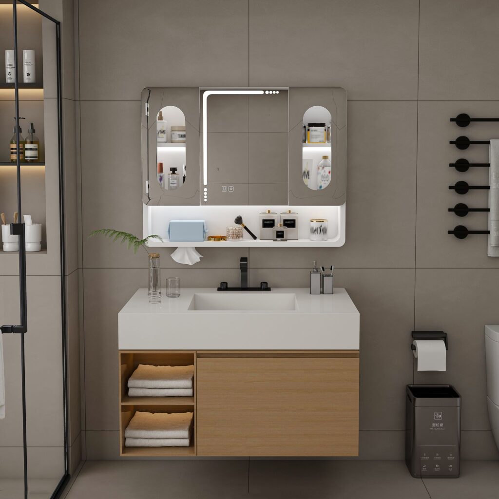 bathroom mirror cabinet with led lights