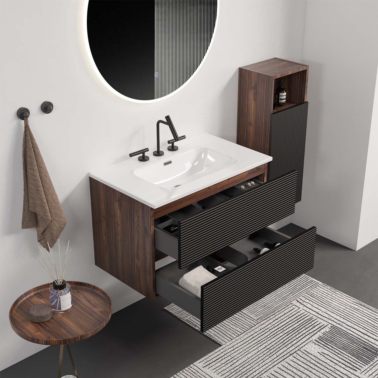 gloria 36" black bathroom vanity with sink