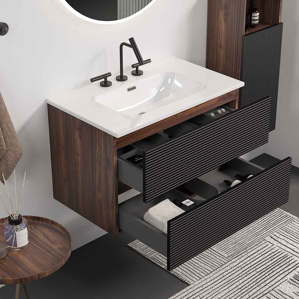 gloria 30" black bathroom vanity with sink