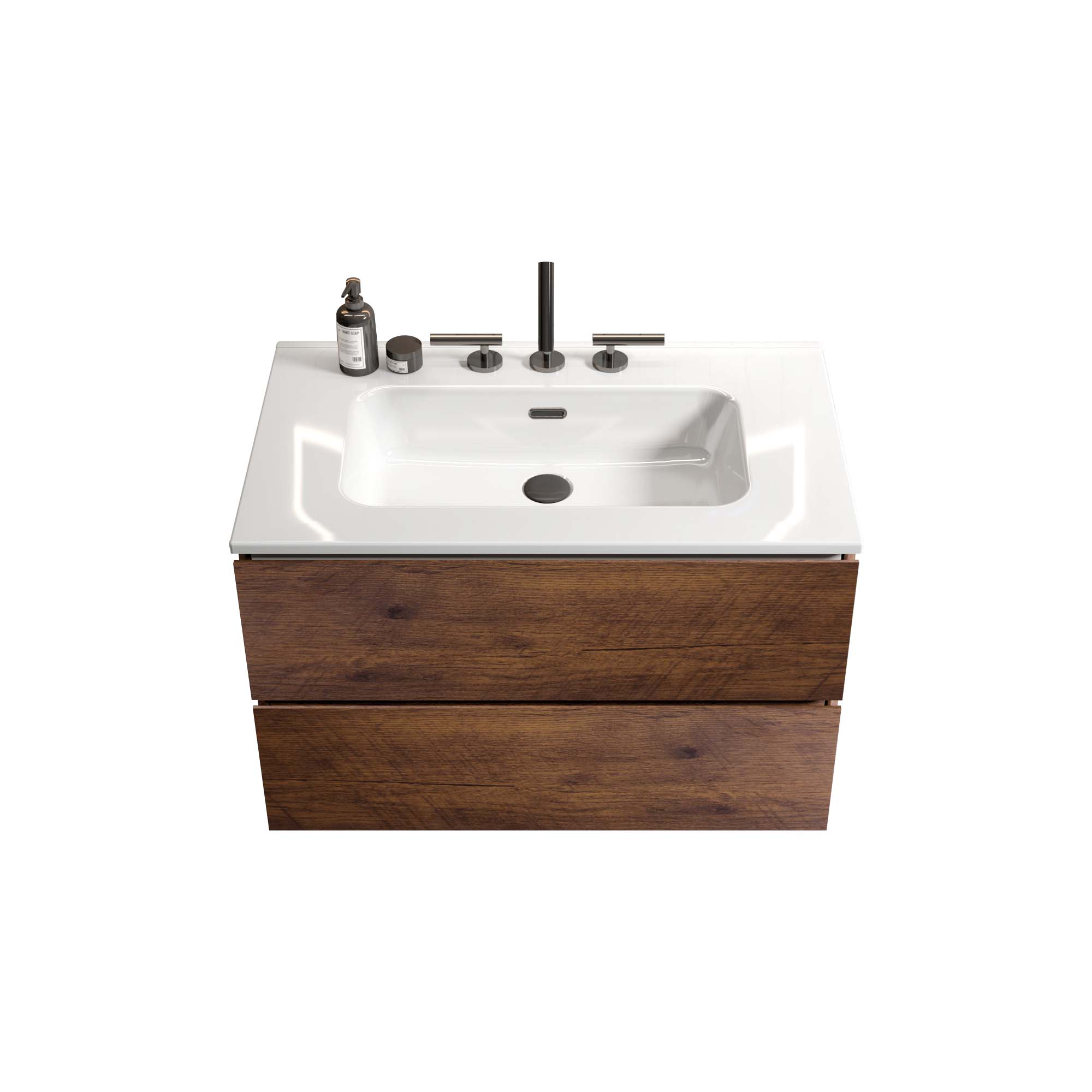 tia 30" walnut bathroom vanity with sink