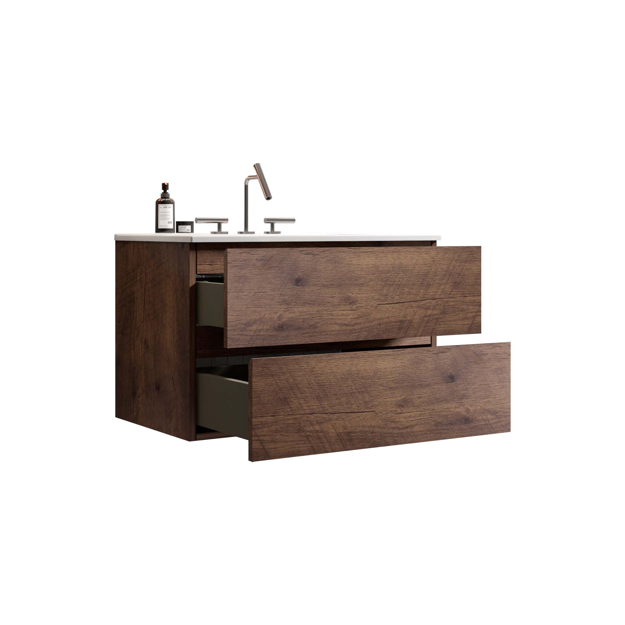 tia 30" walnut bathroom vanity with sink