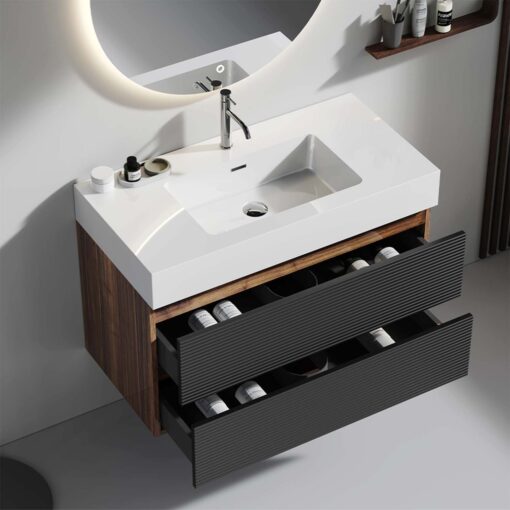 grace 36" black bathroom vanity with sink
