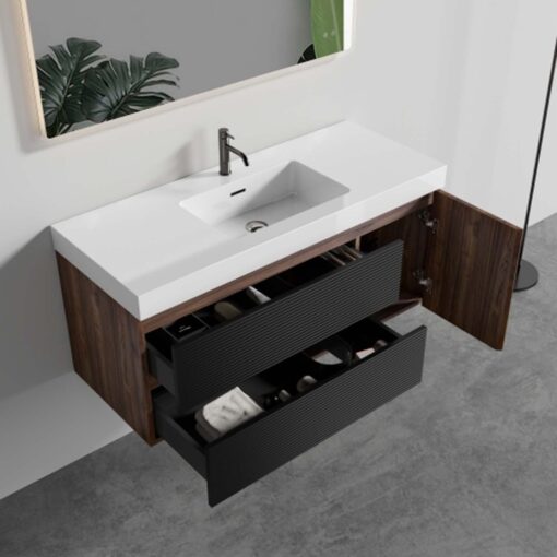 grace 48" walnut bathroom vanity with sink