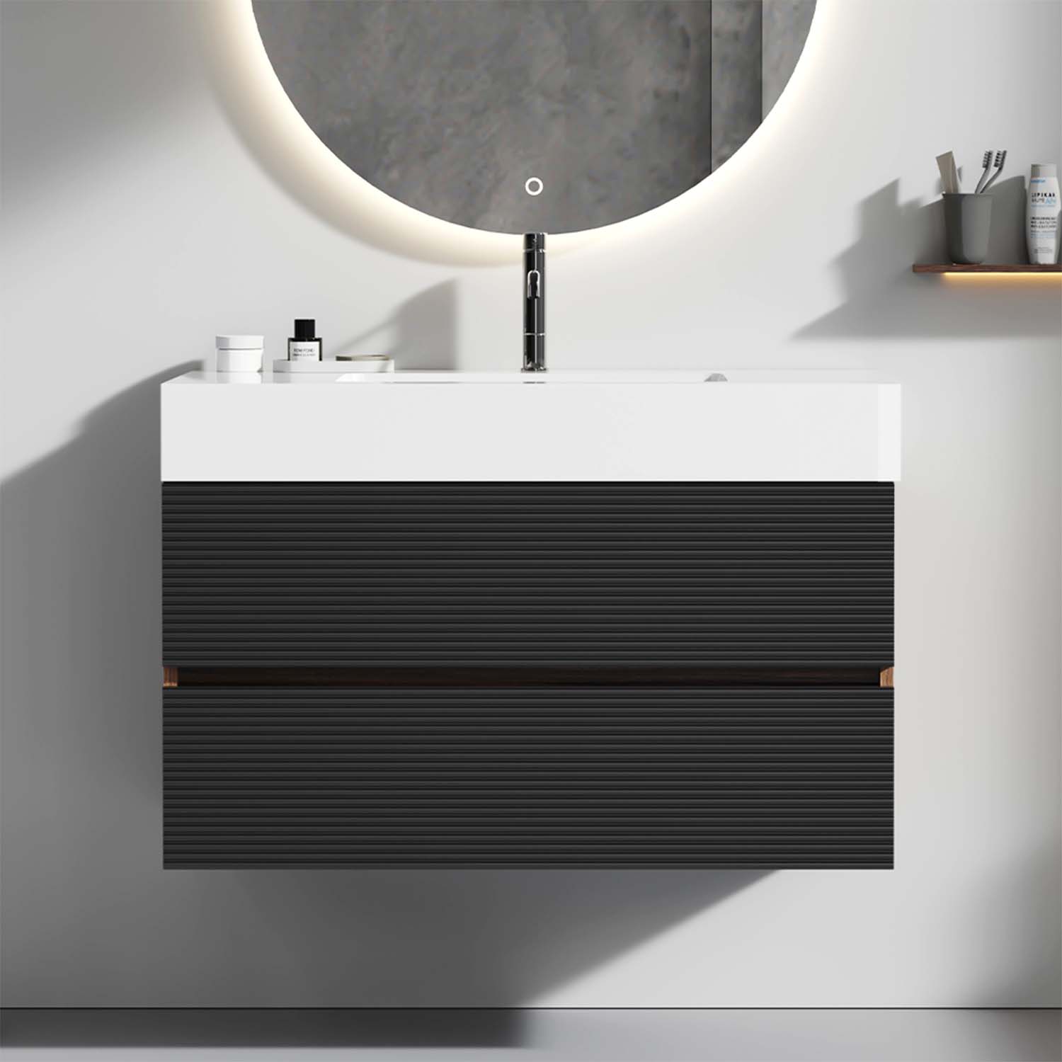 grace 36" black bathroom vanity with sink