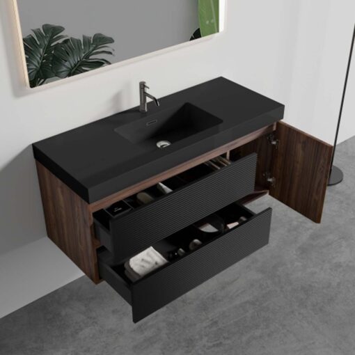 grace 48" walnut bathroom vanity with sink