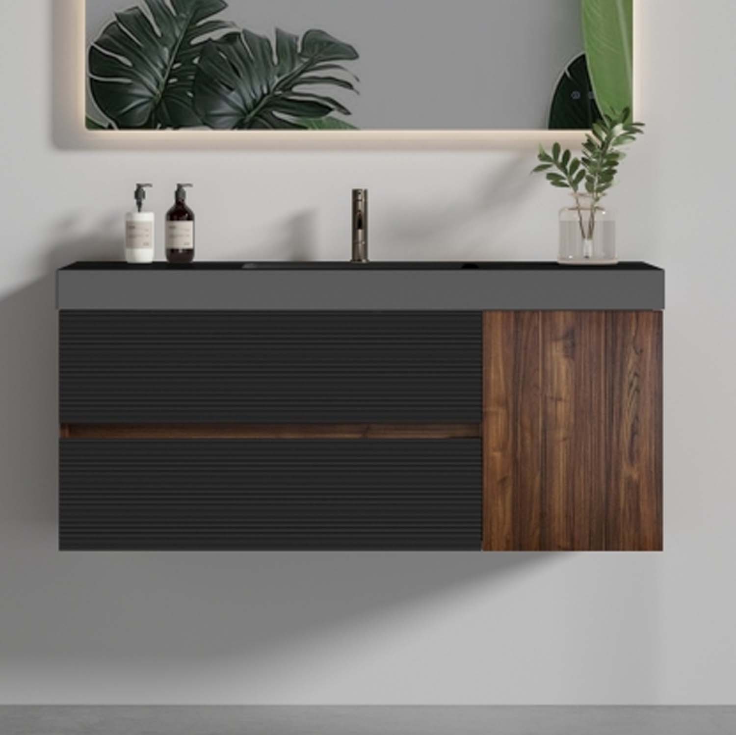 grace 48" walnut bathroom vanity with sink