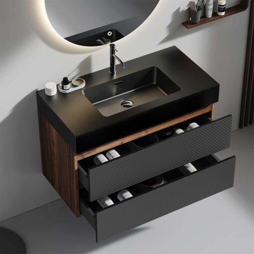 grace 36" black bathroom vanity with sink