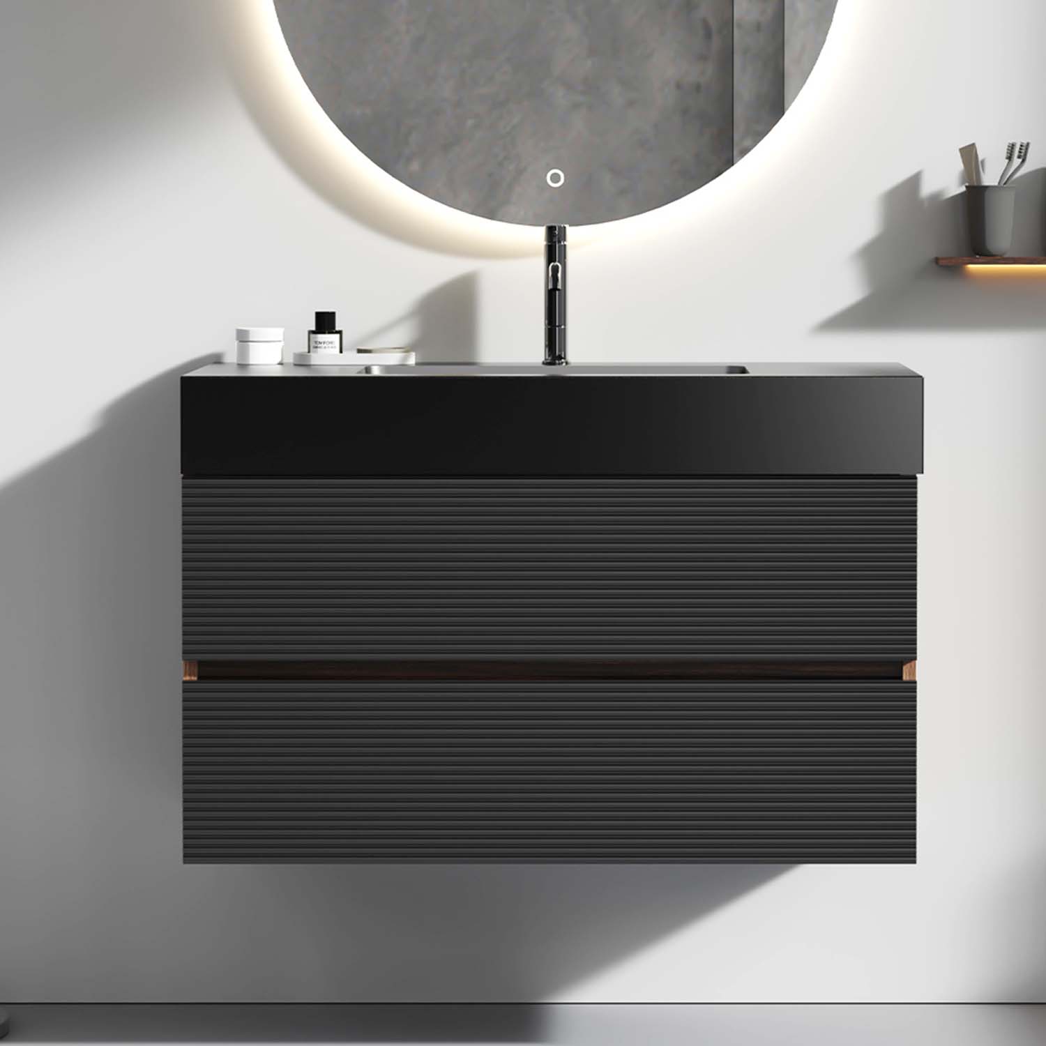 grace 36" black bathroom vanity with sink