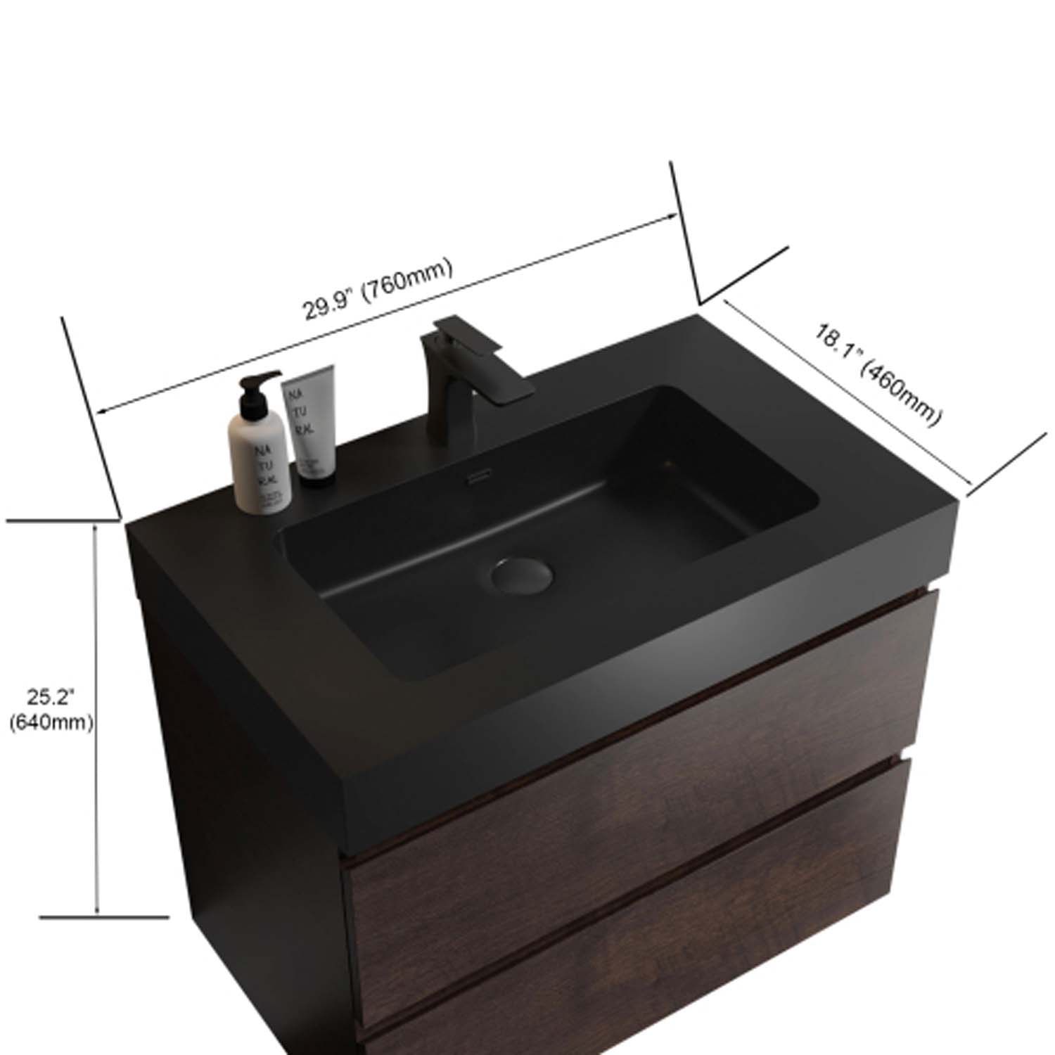 alice 30" walnut bathroom vanity with sink