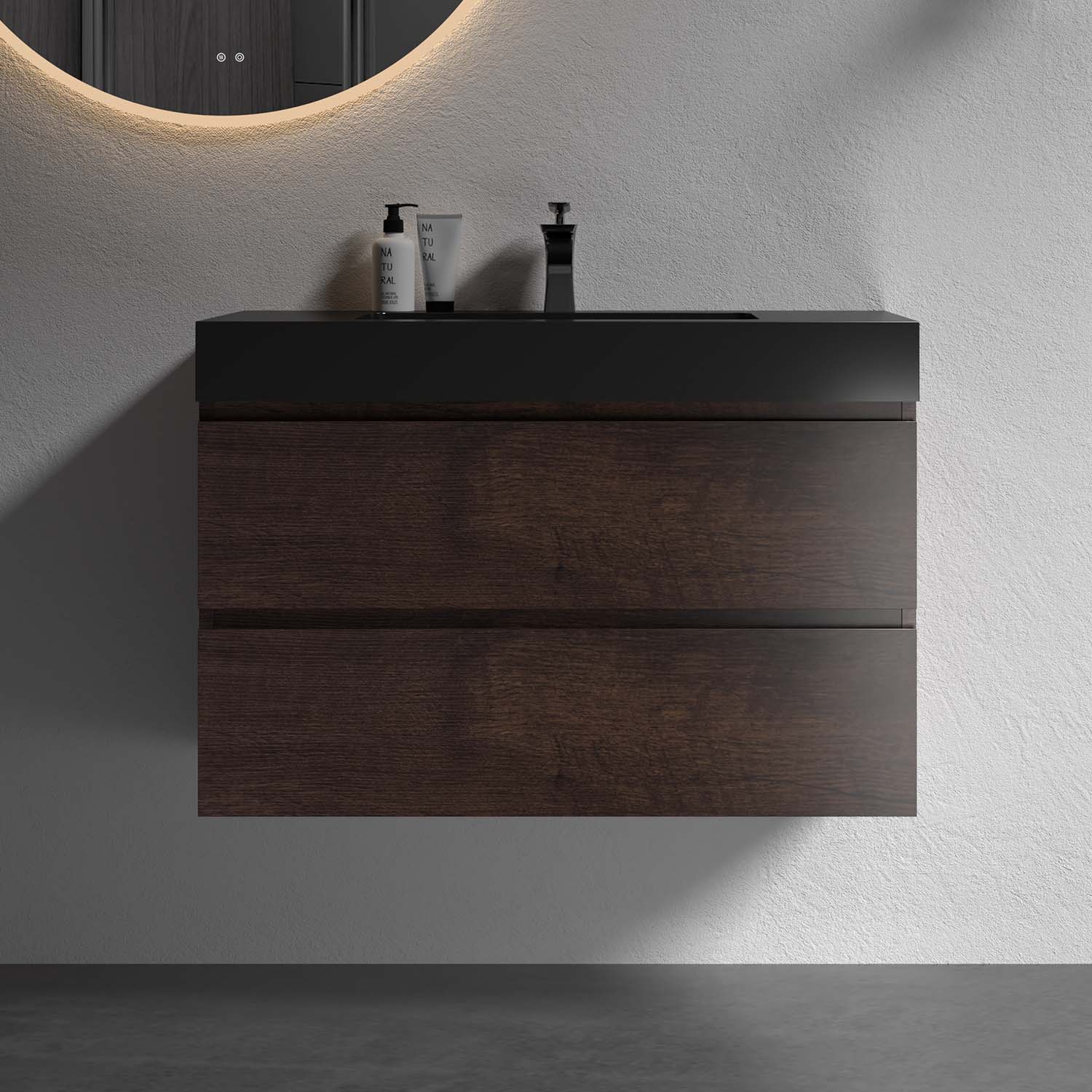 alice 36" walnut bathroom vanity with sink