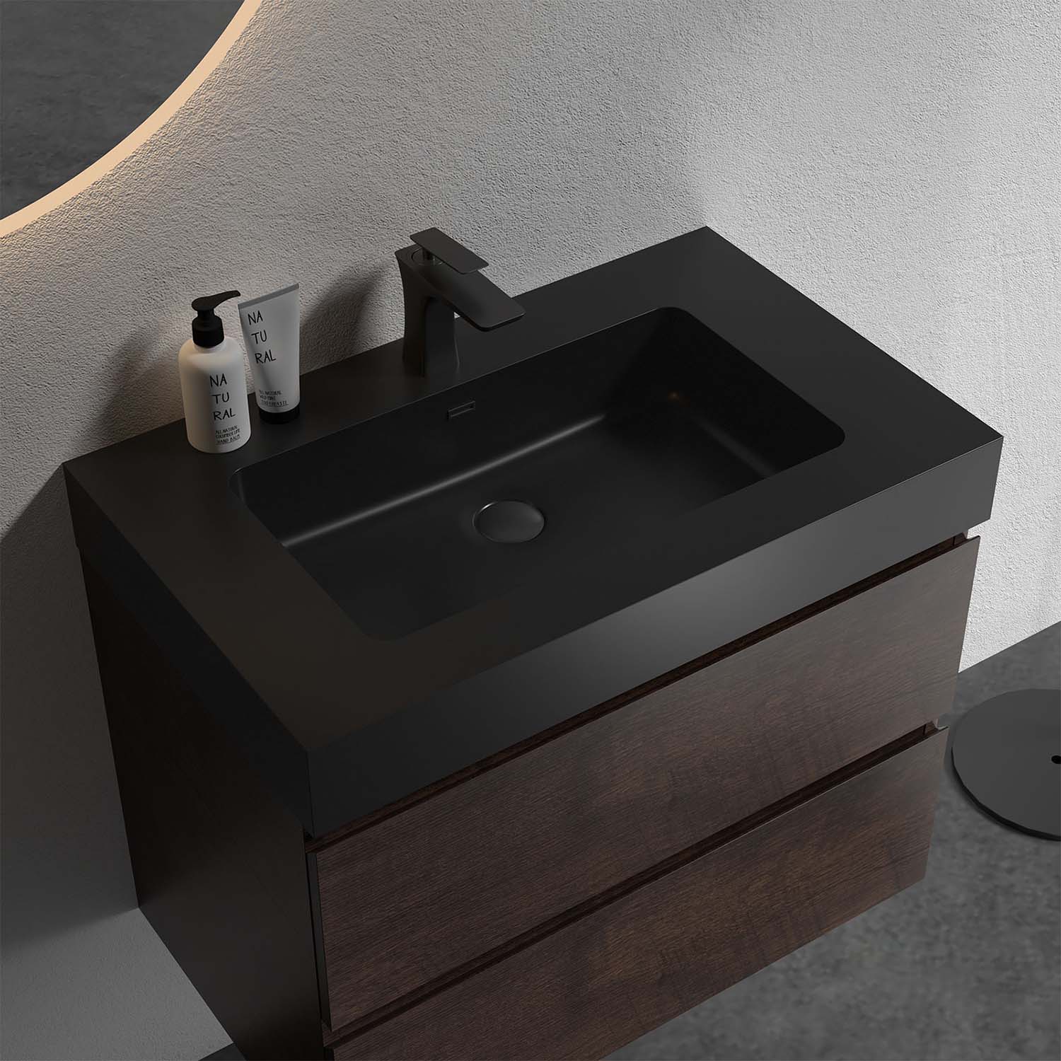 alice 30" walnut bathroom vanity with sink