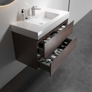 alice 36" walnut bathroom vanity with sink