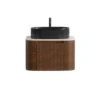 erba 24w walnut bathroom vanity with black sink