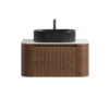 erba 30w walnut bathroom vanity with black sink