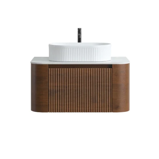 erba 30w walnut bathroom vanity with white sink