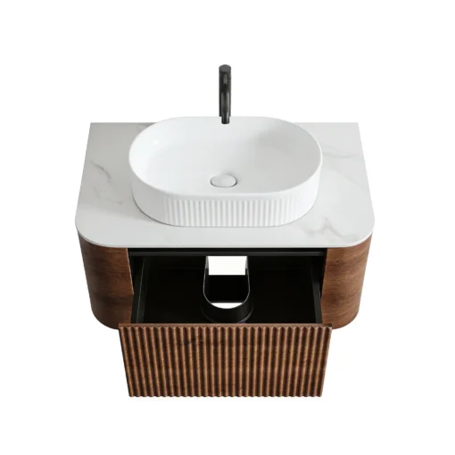 erba 30w walnut bathroom vanity with white sink