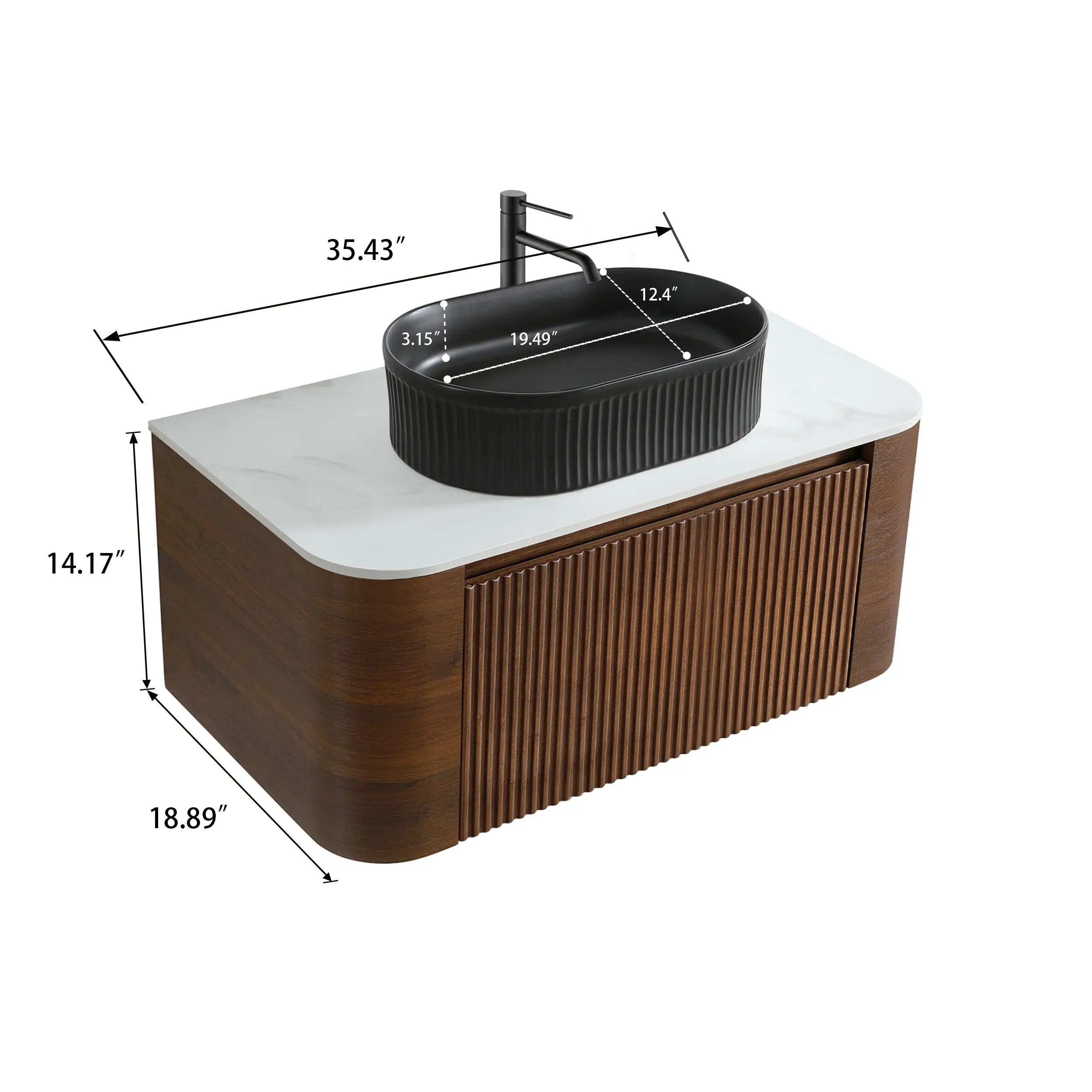 erba 36w walnut bathroom vanity with sink