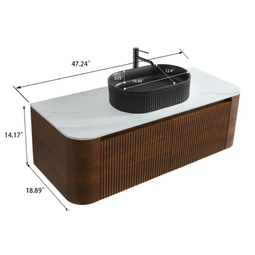 erba 48w walnut bathroom vanity with sink