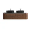 erba 60w walnut bathroom vanity with black sink